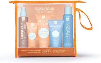 Picture of Intermed Set Luxurious SunCare Face & Body High Protection Pack Sun Protection SPF30 Body Cream 200ml + High Protection SPF50 Face Cream 75ml + Tanning Oil SPF6 200ml + Hydrating Antioxidant Face & Body Spray Mist 200ml + After Sun Face & Body Cooling Gel