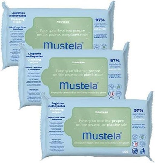 Picture of Mustela Set Cleansing Wipes Μωρομάντηλα Καθαρισμού με Βιολογικό Αβοκάντο 3x60τμχ (2+1 Δώρο)