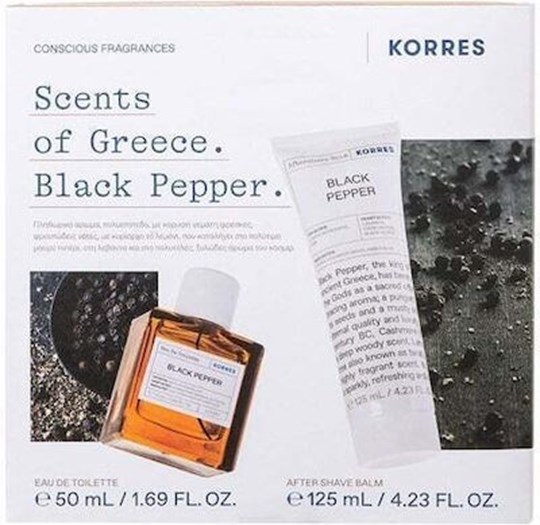 Picture of Korres Set Black Pepper Eau De Toilette Ανδρικό Άρωμα 50ml & Aftershave Balm Γαλάκτωμα Για Μετά Το Ξύρισμα 125ml