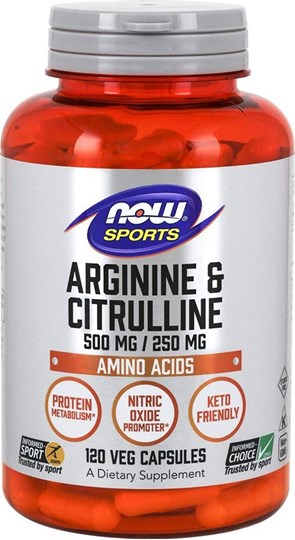 Picture of NOW ARGININE & CITRULINE 500/250mg - 120 Caps