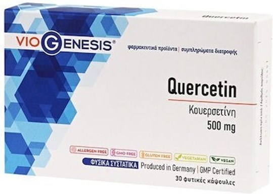 Picture of Viogenesis Quercetin 500mg, Συμπλήρωμα Διατροφής Κουερσετίνης 30caps.