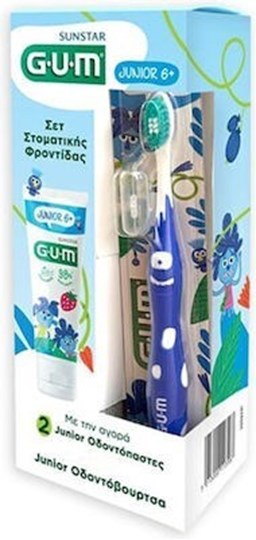 Picture of GUM PROMO SET ΠΑΙΔΙΚΟΥ ΒΟΥΡΤΣΙΣΜΑΤΟΣ ΓΙΑ 6+ ΧΡΟΝΩΝ TOOTHPASTE 1450PPM 2x50ML &JUNIOR 6+ TOOTHBRUSH 1TMX