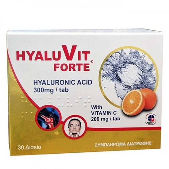 Picture of MEDICHROM Hyaluvit Forte Hyaluronic Acid 300mg & Vitamin C 200mg 30Ταμπλέτες