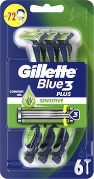 Picture of Gillette Blue 3 Plus Sensitive Ξυραφάκια Σώματος μιας Χρήσης με 3 Λεπίδες & Λιπαντική Ταινία για Ευαίσθητες Επιδερμίδες 6τμχ