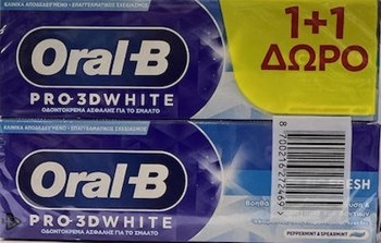 Picture of Oral-B 3D White Arctic Fresh Λεύκανση, κατά των Λεκέδων 2 x 75ml