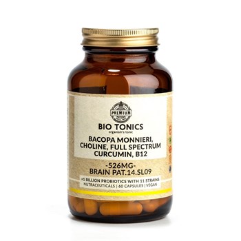 Picture of BIO TONICS Brain Pat ( Bacopa Monnieri, Choline, Curcumin, B12 )60VEGCAPS