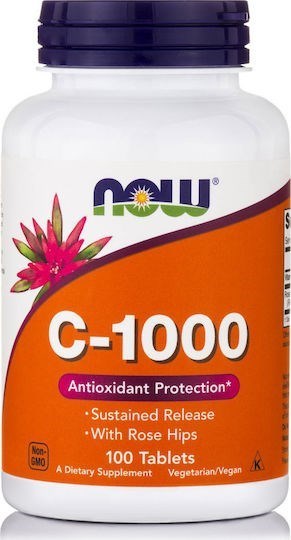 Picture of NOW Vitamin C-1000 Sustained Release Antioxidant Protection With Rose Hips 1000mg 100Tablets